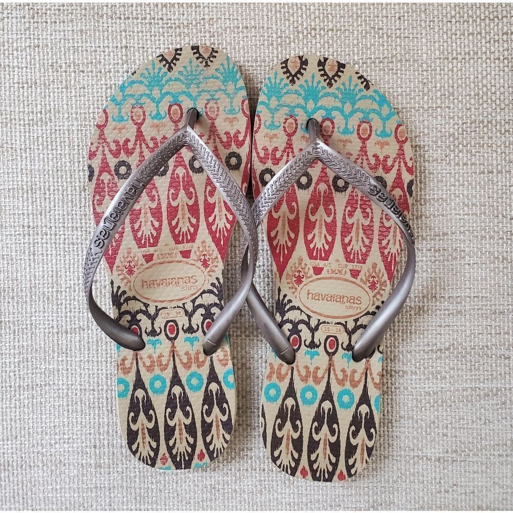 Havaianas Slim Ethnic Flip Flops Sz 4/5